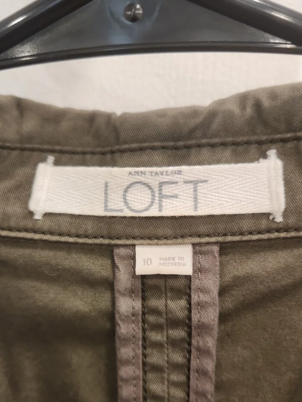 LOFT Olive Green Button-Front Utility Jacket